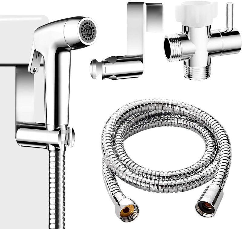 WEIDMAX Handheld Toilet Bidet Sprayer for Toilet-Adjustable Water Pressure Control with Bidet Hose for Feminine Wash, Stainless Steel Brushed Nickel Bidet Faucet Cloth Diaper for Baby Wash - Image 1